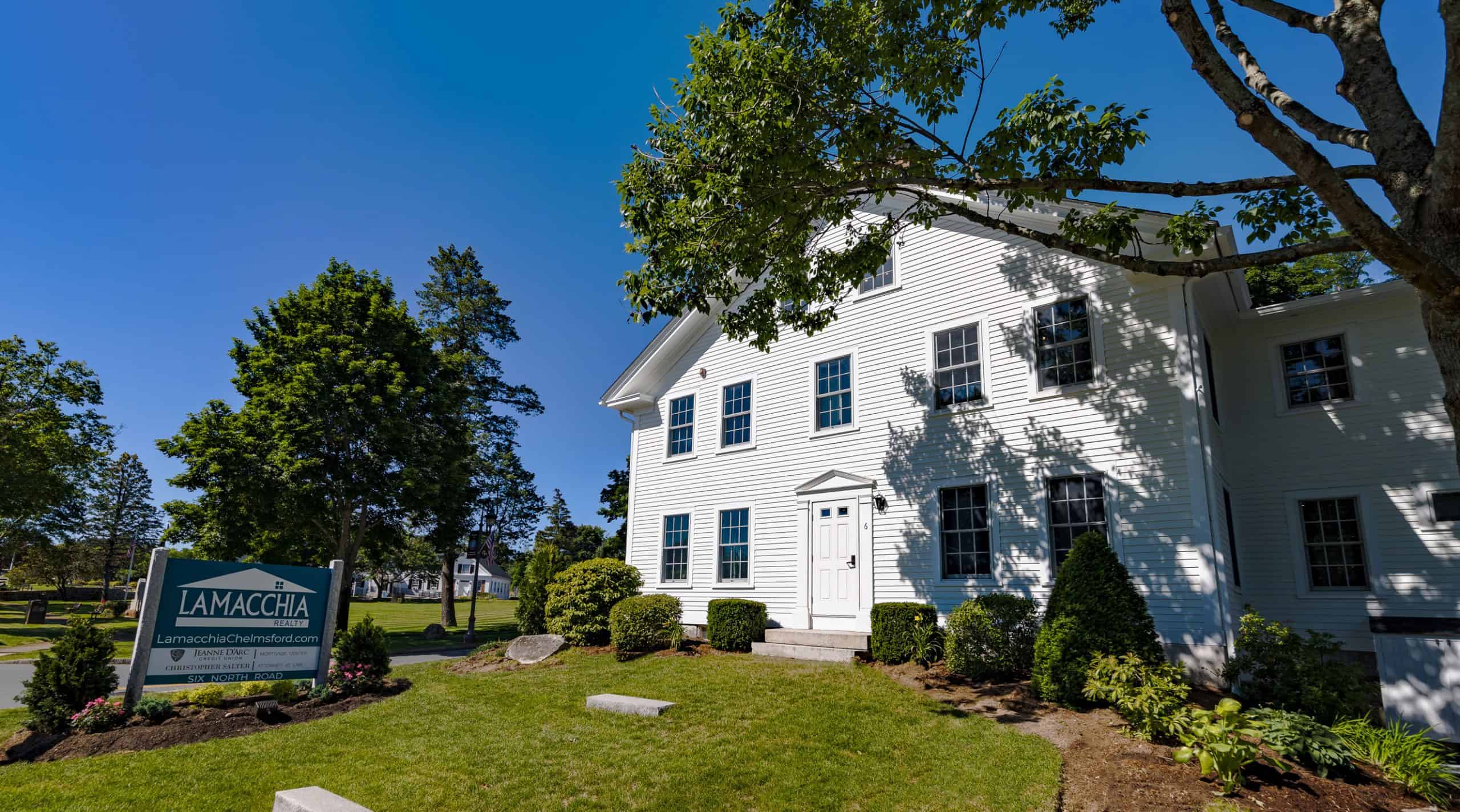 front of Lamacchia Realty office in chelmsford ma